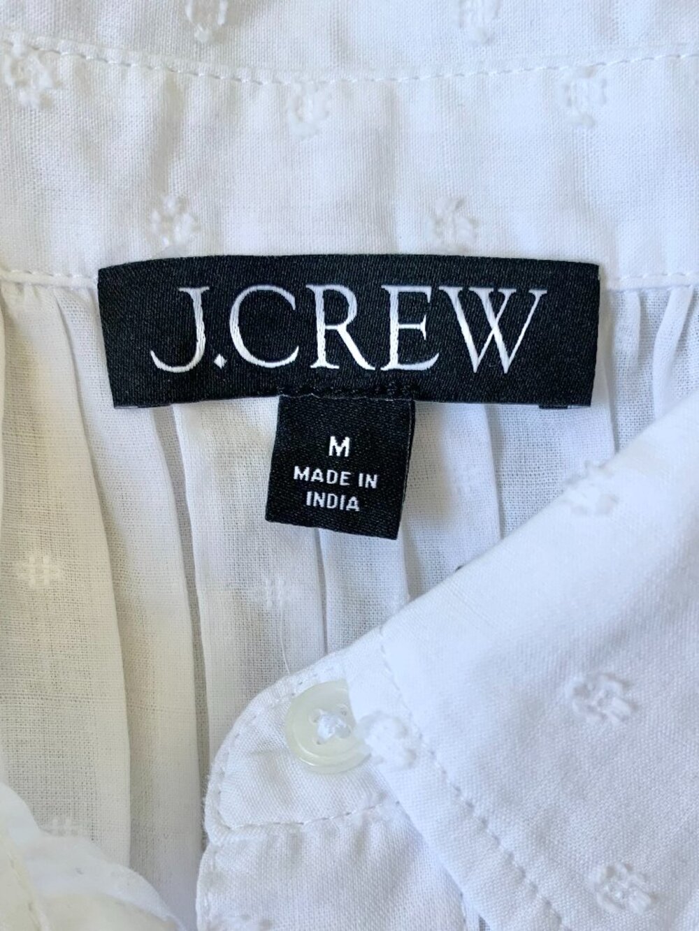 NWT J. Crew Short Sleeve Smocked Button Front Shirt (CT051), White, Medium - Picture 8 of 14
